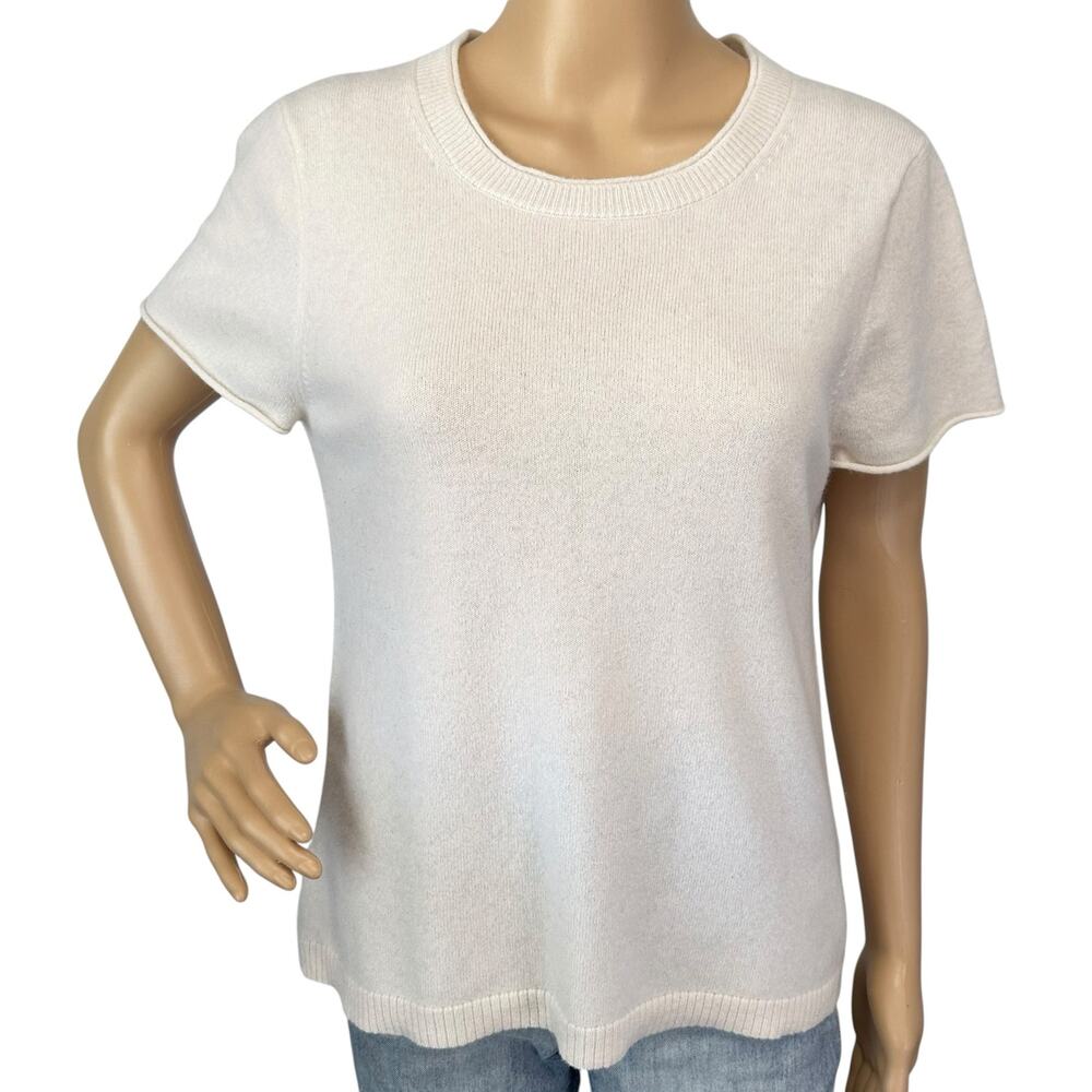 J. Crew Pure Cashmere Relaxed T-Shirt Ivory Cream BG648 Size L - Picture 4 of 14